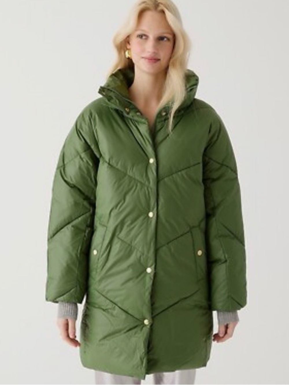 J.Crew Villa Puffer Jacket Green PrimaLoft XS NWT
